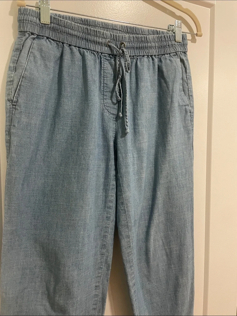 J. Crew Light Chambray Drawstring Boyfriend Jeans